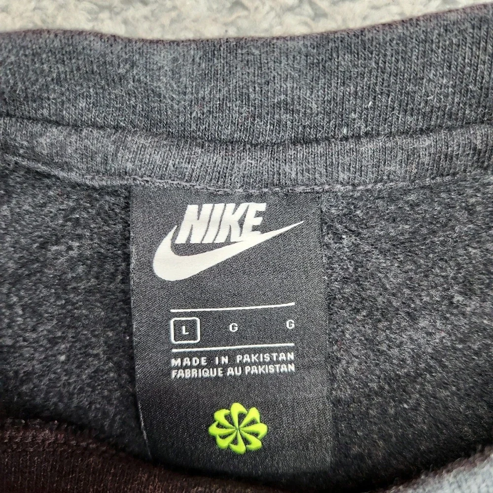 Nike Swoosh Splatter Logo Sweatshirt Mens L Gray Crewneck Pullover